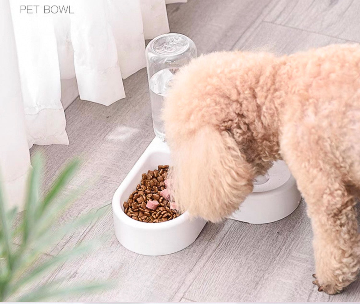 Pet Feeding Bowl with Automatic Water Dispenser  2-in-1